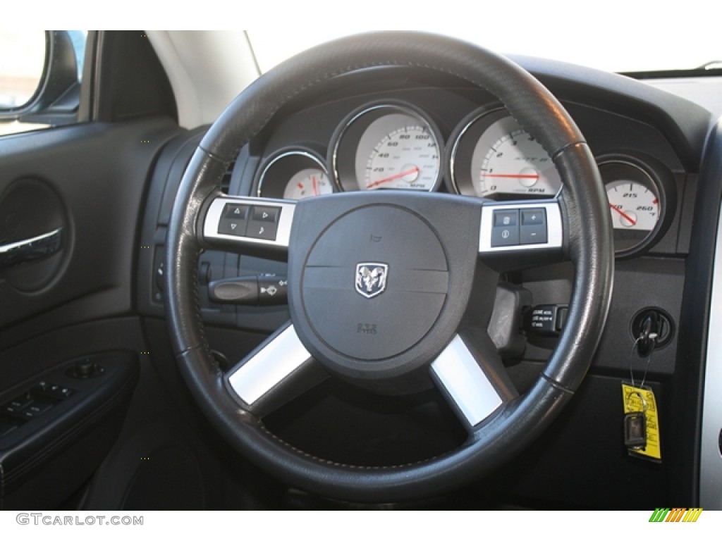 2008 Dodge Charger SRT-8 Super Bee Dark Slate Gray Steering Wheel Photo #55944391