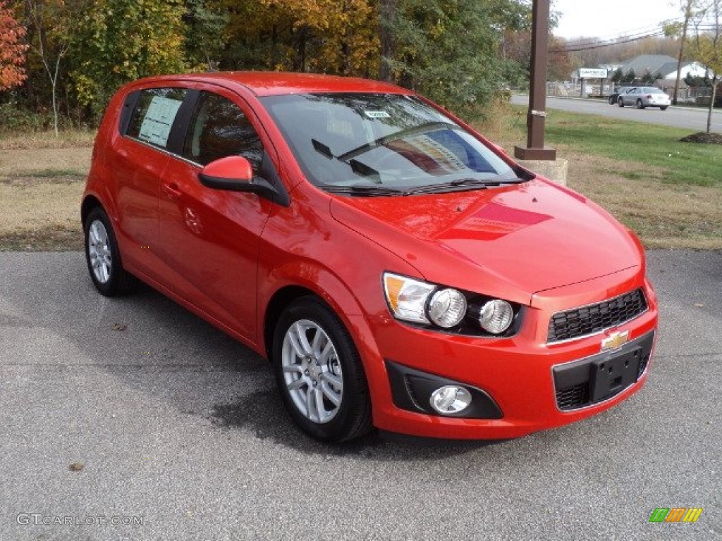 Inferno Orange Metallic 2012 Chevrolet Sonic LT Hatch Exterior Photo #55947829