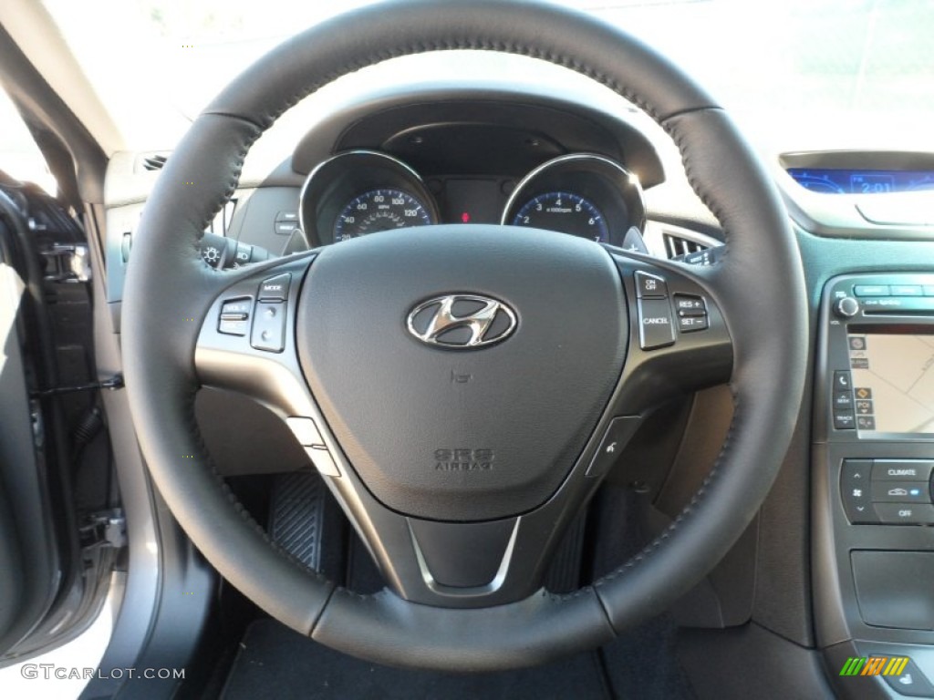 2012 Hyundai Genesis Coupe 3.8 Grand Touring Black Leather Steering Wheel Photo #55952101