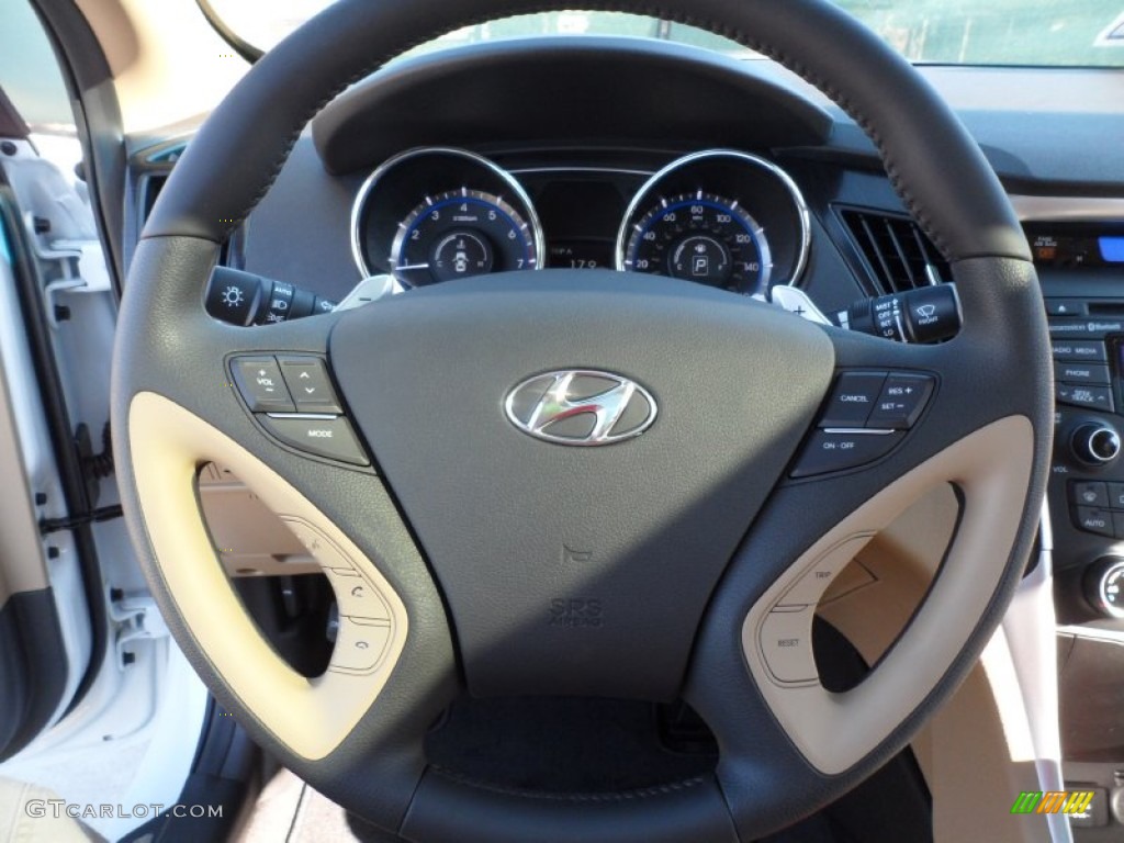 2012 Hyundai Sonata Limited 2.0T Camel Steering Wheel Photo #55953079