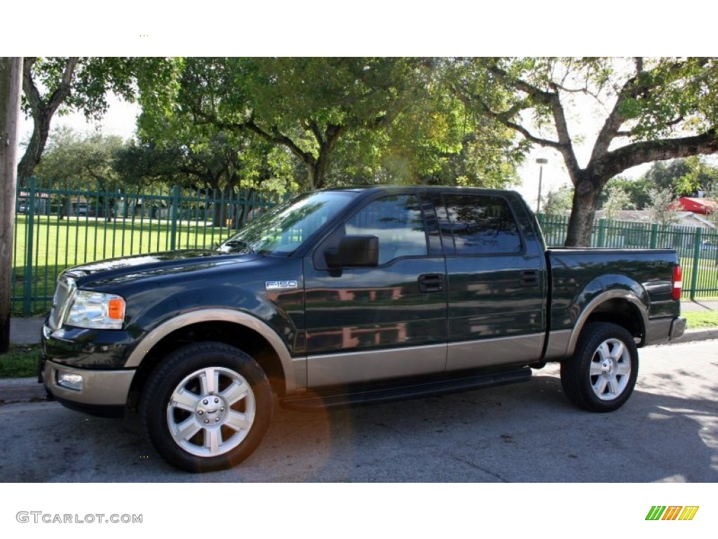 2004 F150 Lariat SuperCrew 4x4 - Aspen Green Metallic / Tan photo #2