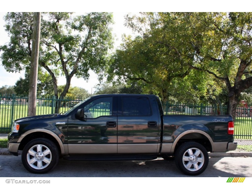 2004 F150 Lariat SuperCrew 4x4 - Aspen Green Metallic / Tan photo #3