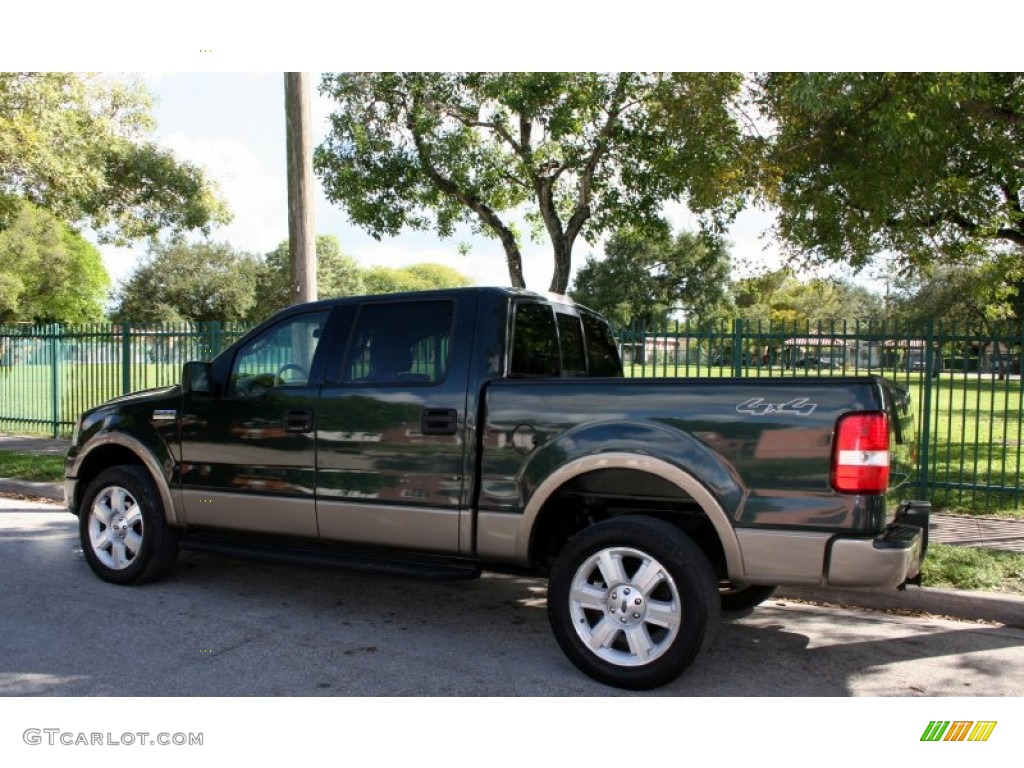 2004 F150 Lariat SuperCrew 4x4 - Aspen Green Metallic / Tan photo #5