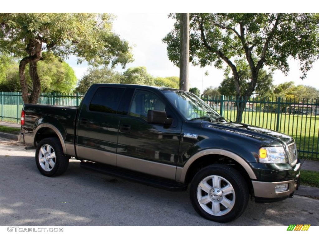 2004 F150 Lariat SuperCrew 4x4 - Aspen Green Metallic / Tan photo #14