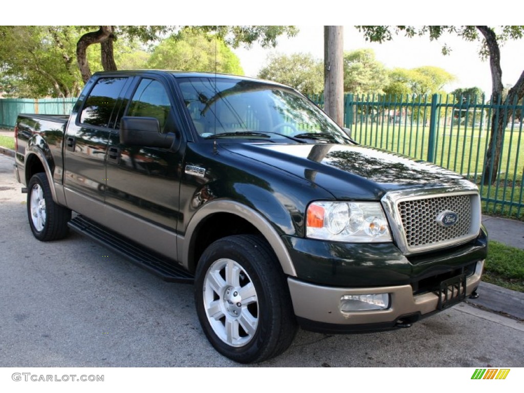 2004 F150 Lariat SuperCrew 4x4 - Aspen Green Metallic / Tan photo #17
