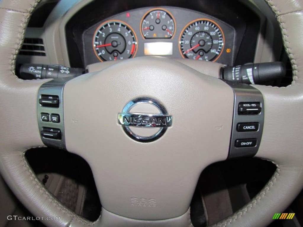 2008 Nissan Titan LE Crew Cab Almond Steering Wheel Photo #55957794