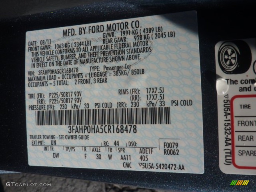 2012 Fusion SE - Steel Blue Metallic / Charcoal Black photo #14