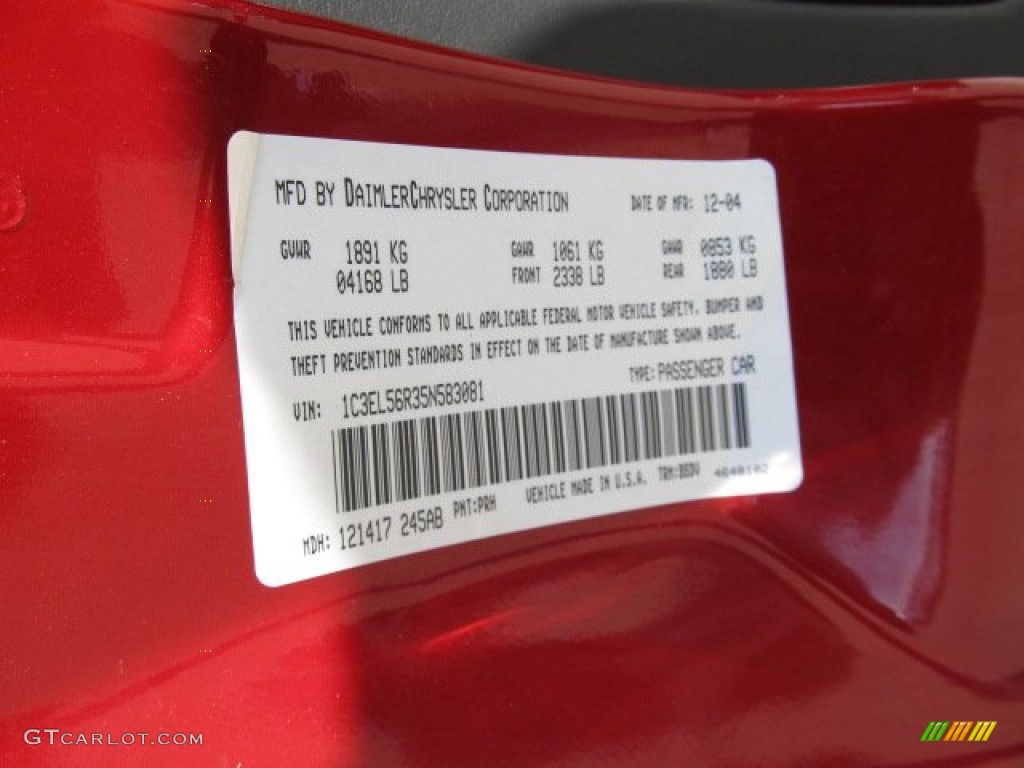 2005 Sebring Touring Sedan - Deep Red Pearl / Dark Slate Gray photo #19