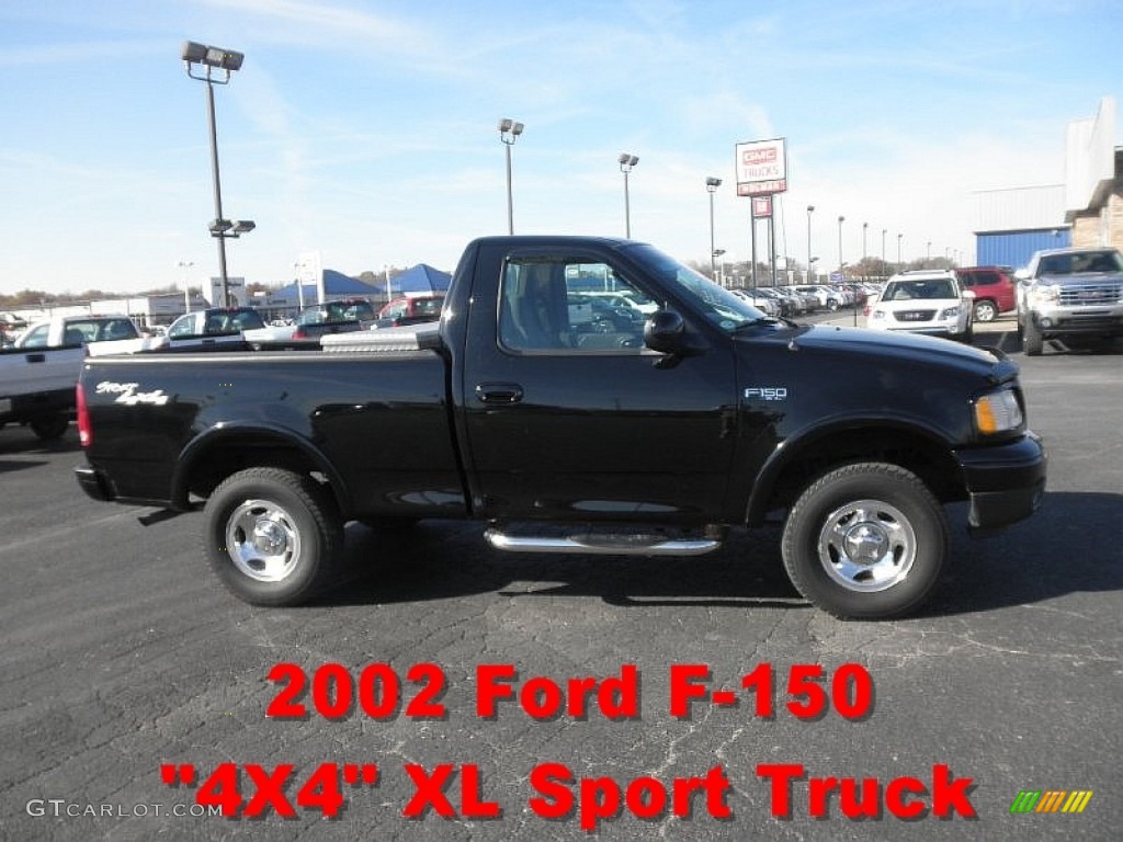 2002 F150 Sport Regular Cab 4x4 - Black / Medium Graphite photo #1