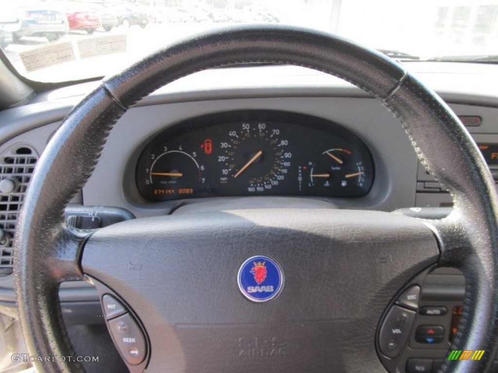 2003 Saab 9-3 SE Convertible Charcoal Grey Steering Wheel Photo #55971522