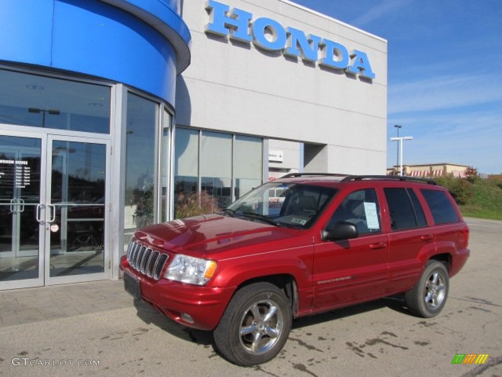 2002 Grand Cherokee Limited 4x4 - Inferno Red Tinted Pearlcoat / Sandstone photo #1