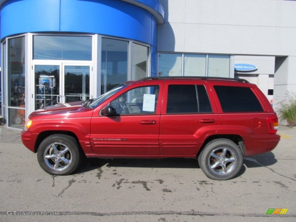 2002 Grand Cherokee Limited 4x4 - Inferno Red Tinted Pearlcoat / Sandstone photo #3