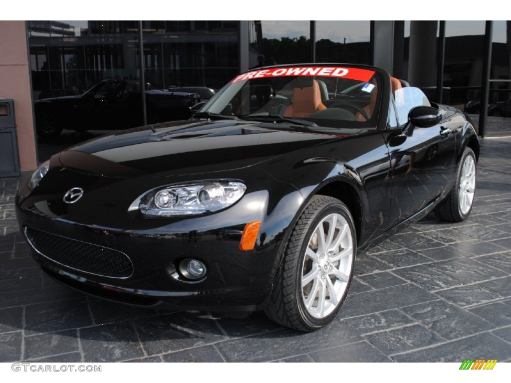 2008 MX-5 Miata Grand Touring Roadster - Brilliant Black / Saddle Brown photo #1