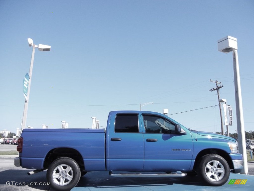 2007 Ram 1500 SLT Quad Cab - Electric Blue Pearl / Medium Slate Gray photo #6