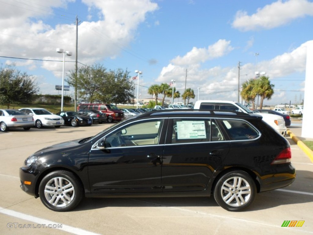 2012 Jetta TDI SportWagen - Black / Cornsilk Beige photo #4