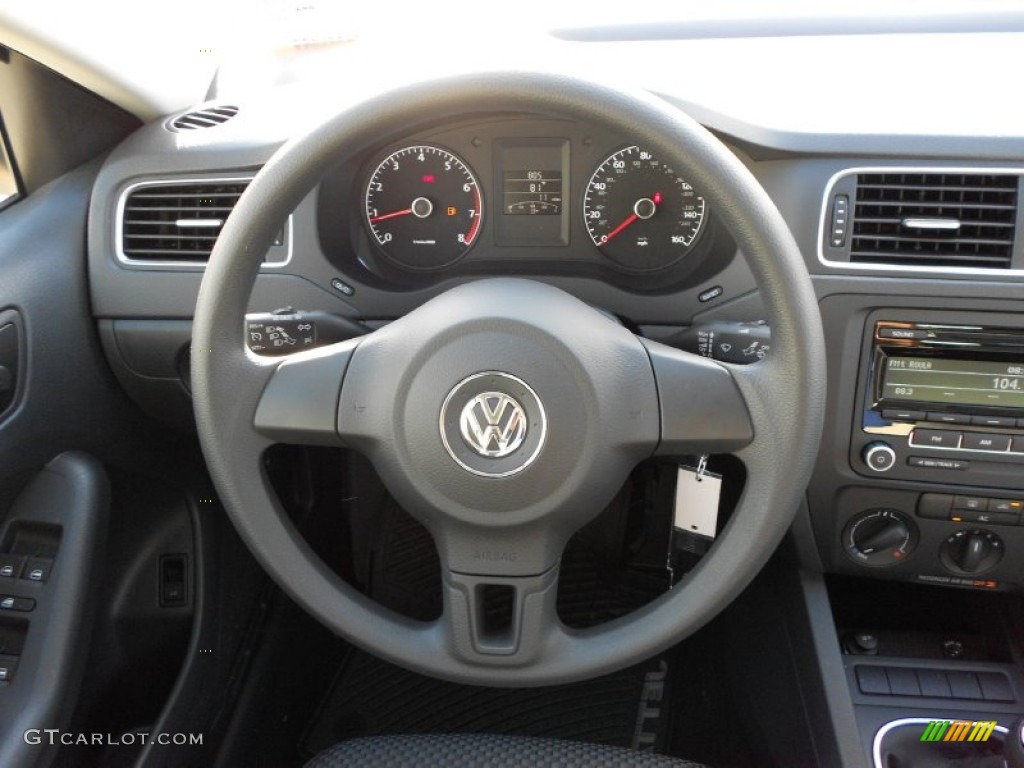 2012 Volkswagen Jetta S Sedan Titan Black Steering Wheel Photo #55978483