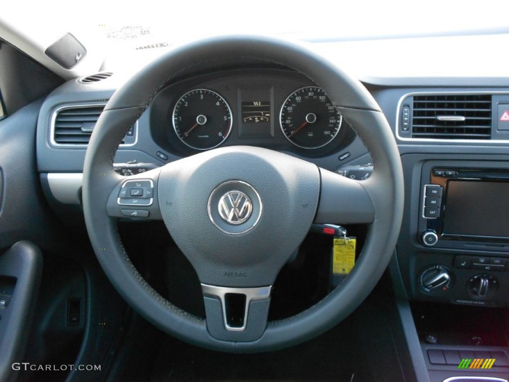 2012 Volkswagen Jetta TDI Sedan Titan Black Steering Wheel Photo #55978897