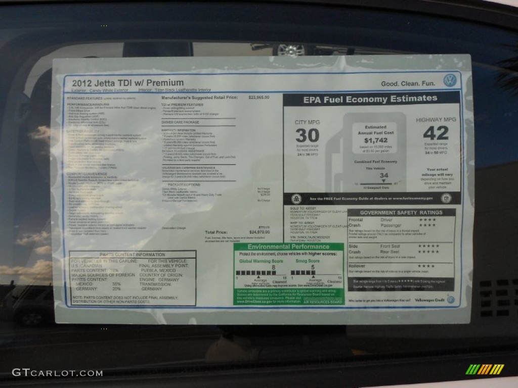 2012 Volkswagen Jetta TDI Sedan Window Sticker Photo #55978951