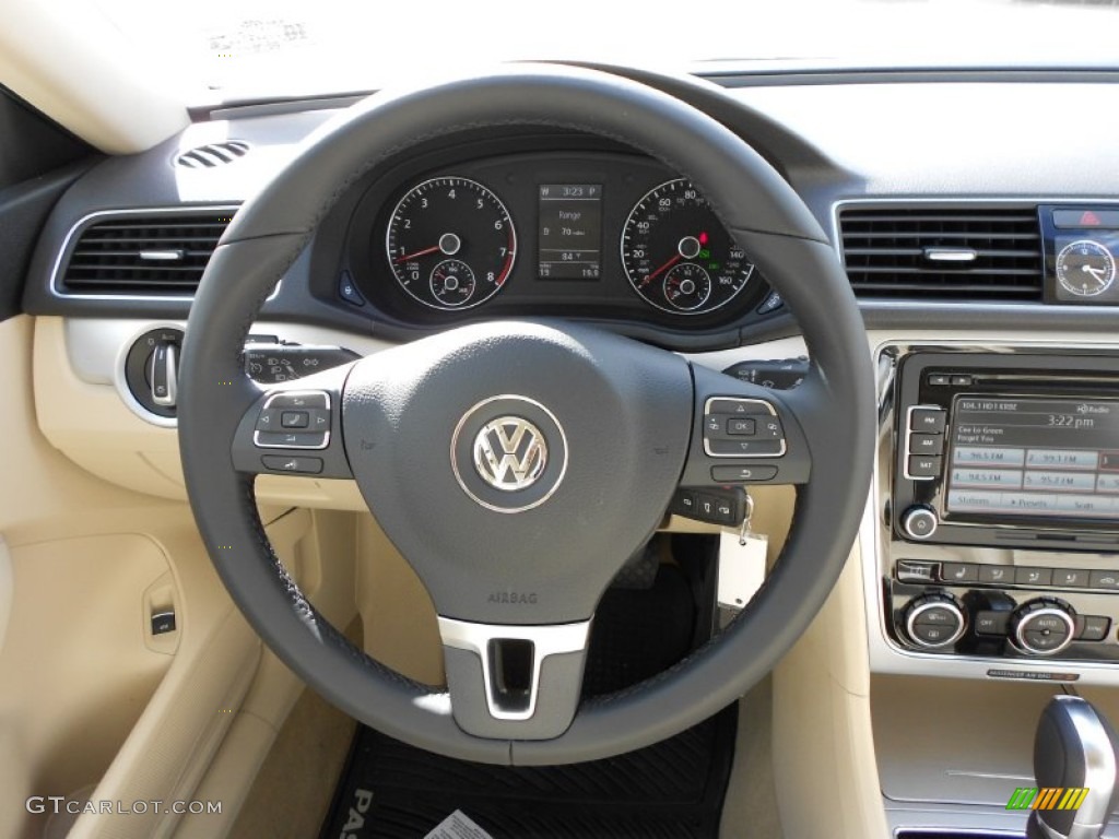 2012 Volkswagen Passat 2.5L SE Cornsilk Beige Steering Wheel Photo #55980496