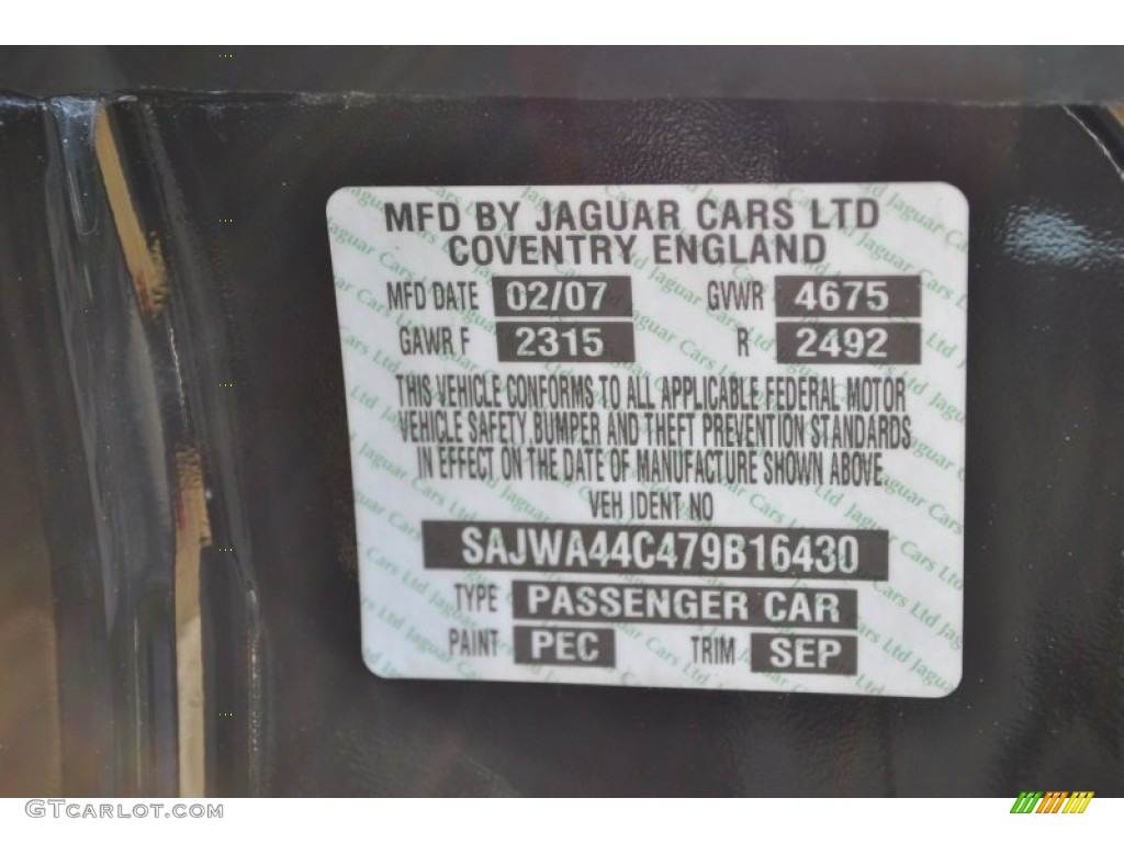 2007 XK Color Code PEC for Ebony Black Photo #55987036