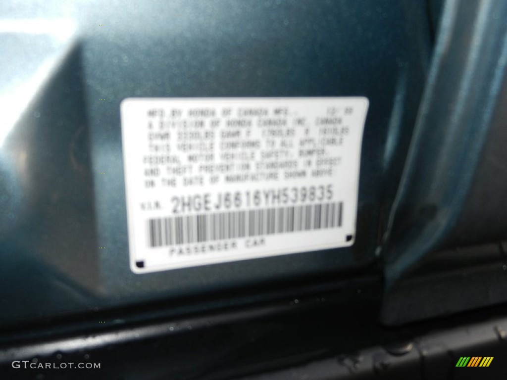 2000 Civic VP Sedan - Iced Teal Pearl / Gray photo #8