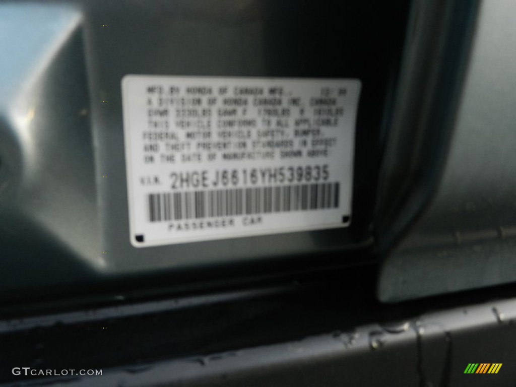 2000 Civic VP Sedan - Iced Teal Pearl / Gray photo #9
