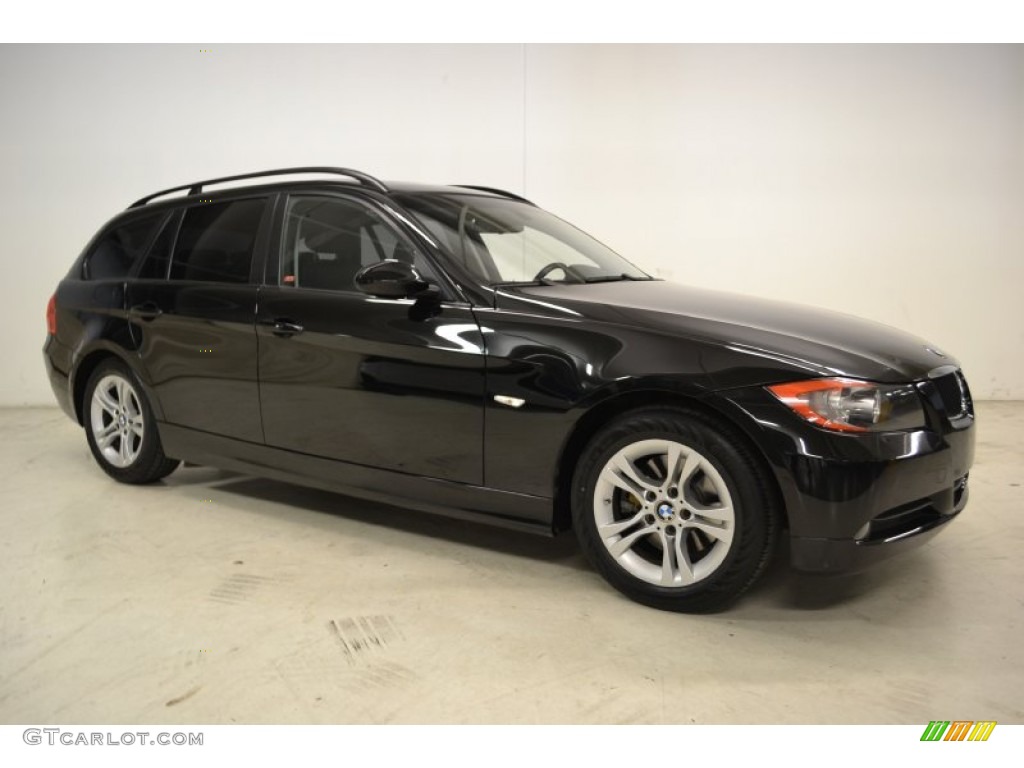 2008 3 Series 328i Wagon - Jet Black / Black photo #2