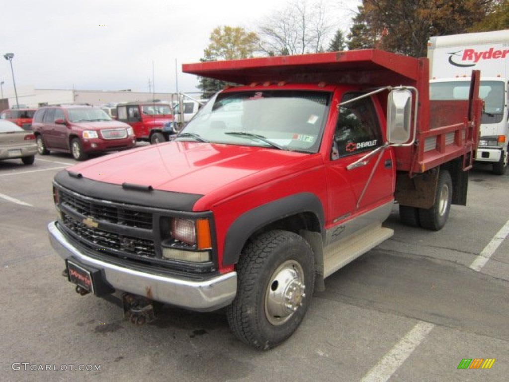 1998 C/K 3500 K3500 Regular Cab 4x4 Dump Truck - Victory Red / Gray photo #3