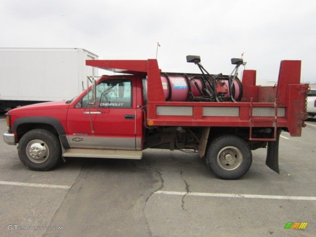 1998 C/K 3500 K3500 Regular Cab 4x4 Dump Truck - Victory Red / Gray photo #4