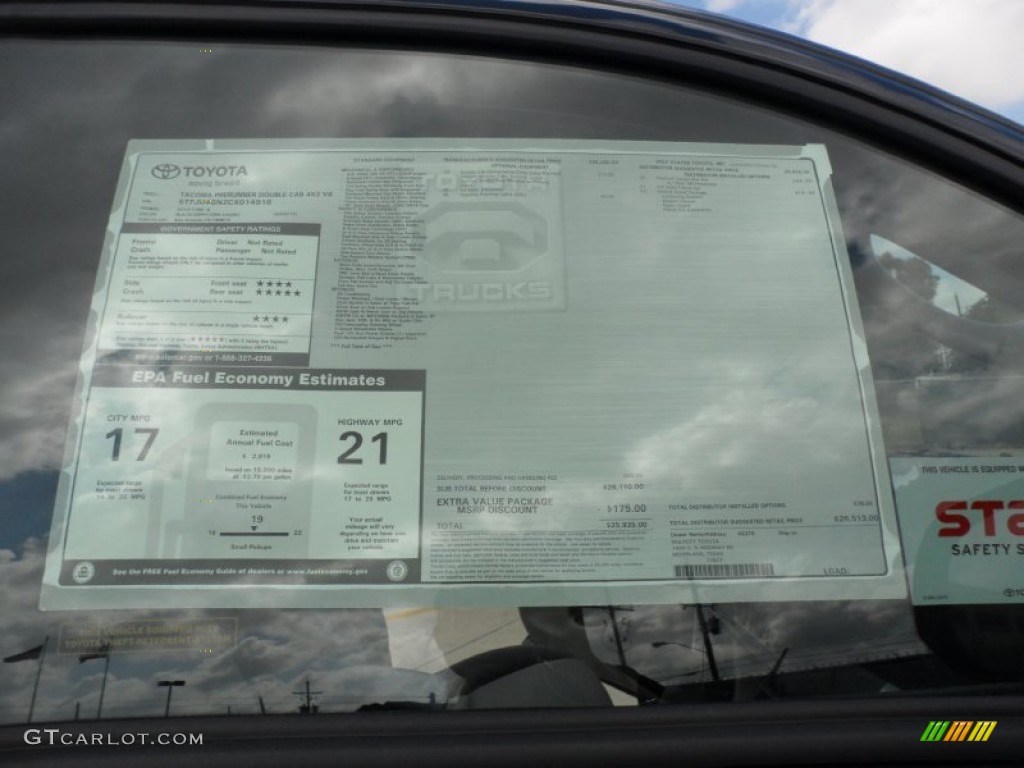 2012 Toyota Tacoma V6 Prerunner Double Cab Window Sticker Photos