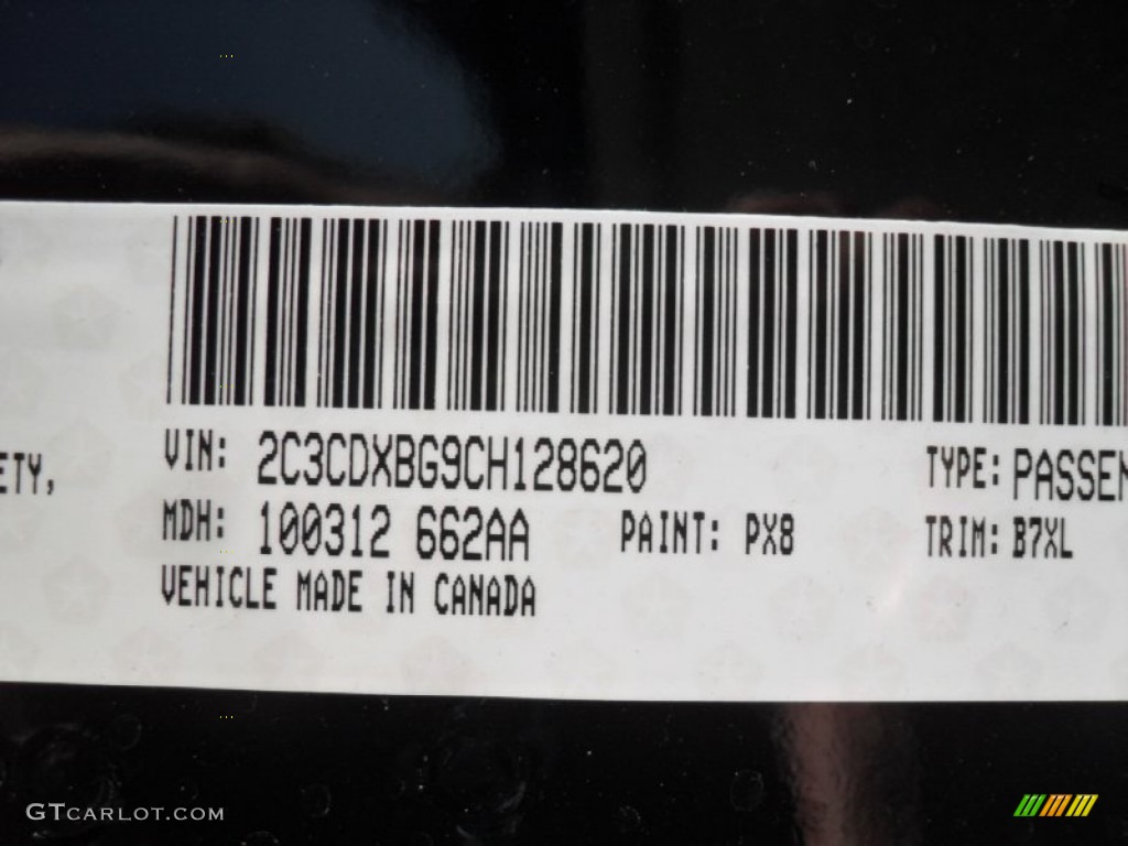 2012 Charger Color Code PX8 for Pitch Black Photo #56005006