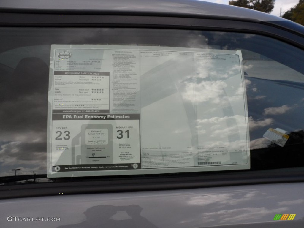 2012 Scion tC Standard tC Model Window Sticker Photo #56005663