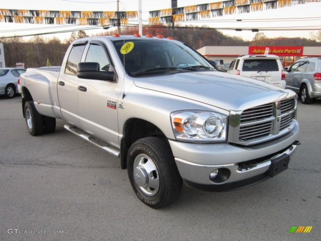 2008 Ram 3500 Big Horn Edition Quad Cab 4x4 Dually - Bright Silver Metallic / Medium Slate Gray photo #7