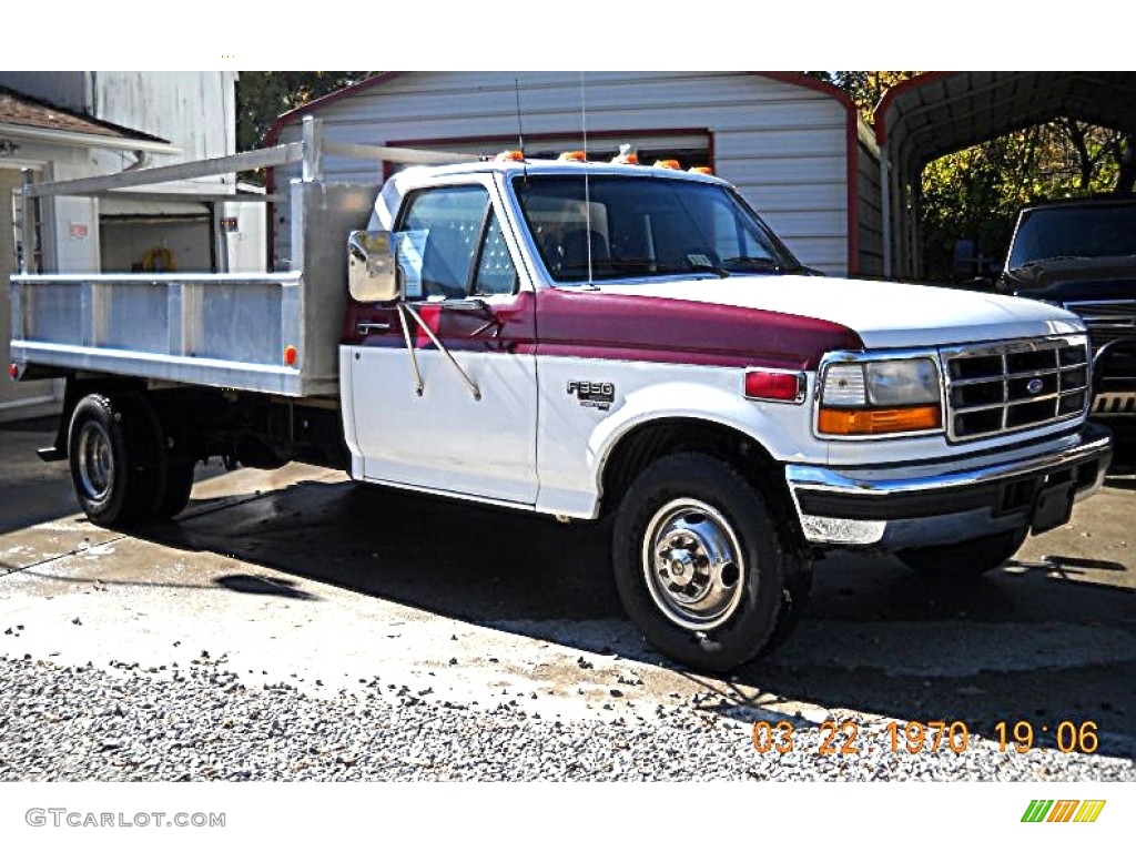 1997 F350 XLT Regular Cab - Colonial White / Opal Grey photo #3