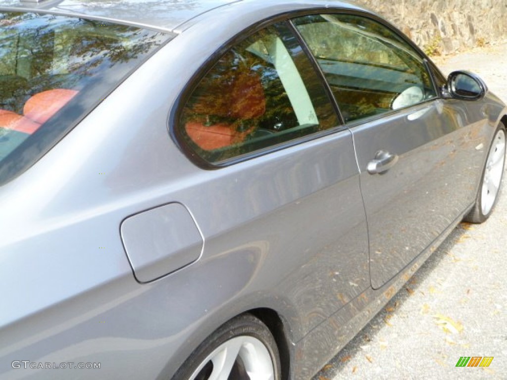 2009 3 Series 335i Coupe - Space Grey Metallic / Coral Red/Black Dakota Leather photo #12