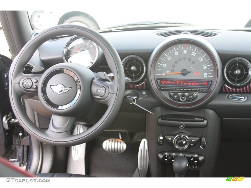 2012 Mini Cooper S Clubman Hampton Package Black Lounge Leather/Damson Red Piping Dashboard Photo #56018930