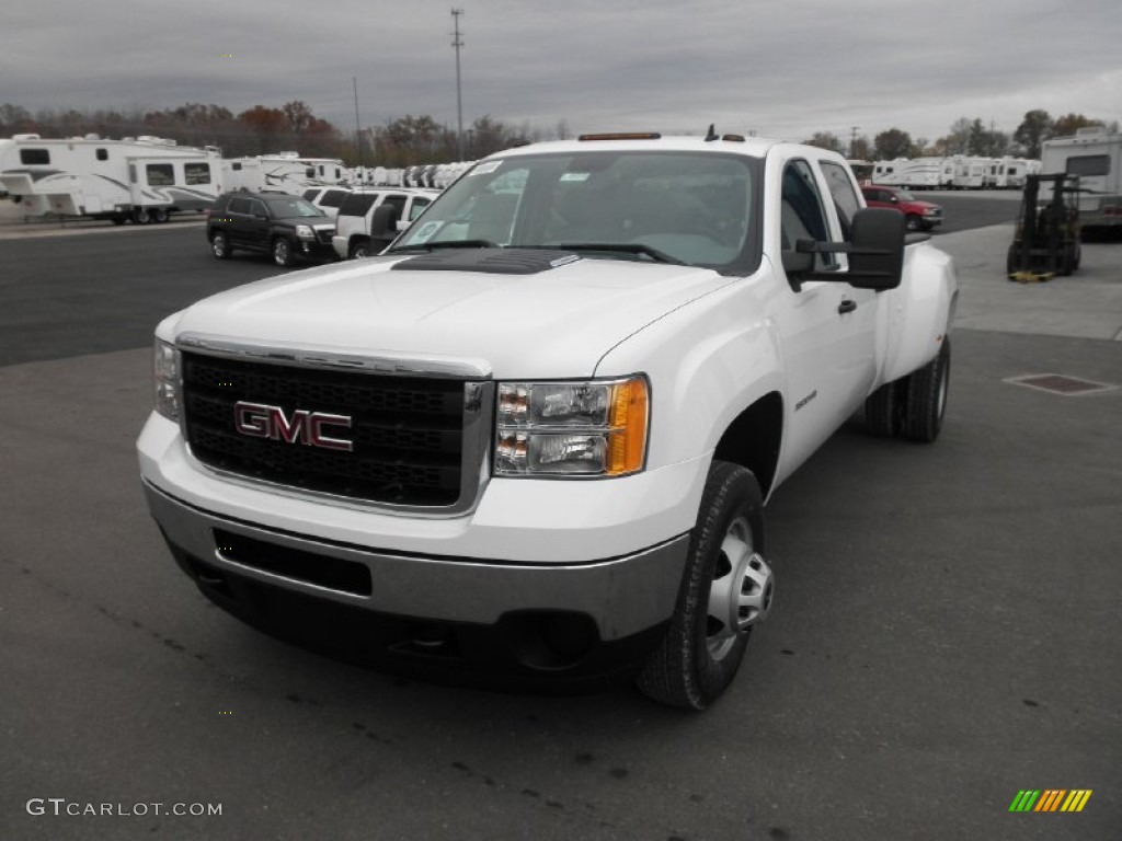 Summit White 2012 GMC Sierra 3500HD Crew Cab 4x4 Dually Exterior Photo #56021573