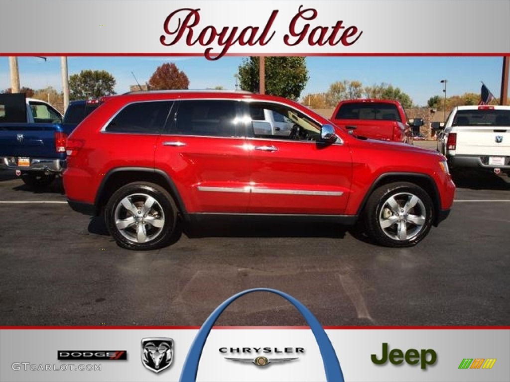 2011 Grand Cherokee Overland 4x4 - Inferno Red Crystal Pearl / New Saddle/Black photo #1