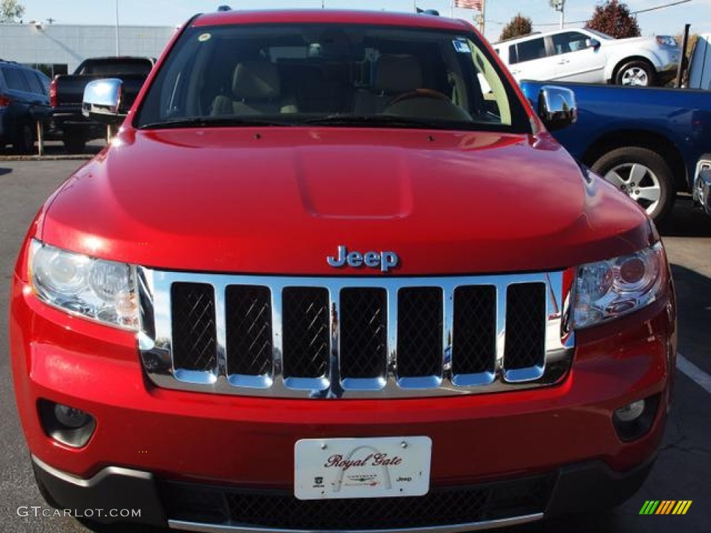 2011 Grand Cherokee Overland 4x4 - Inferno Red Crystal Pearl / New Saddle/Black photo #8