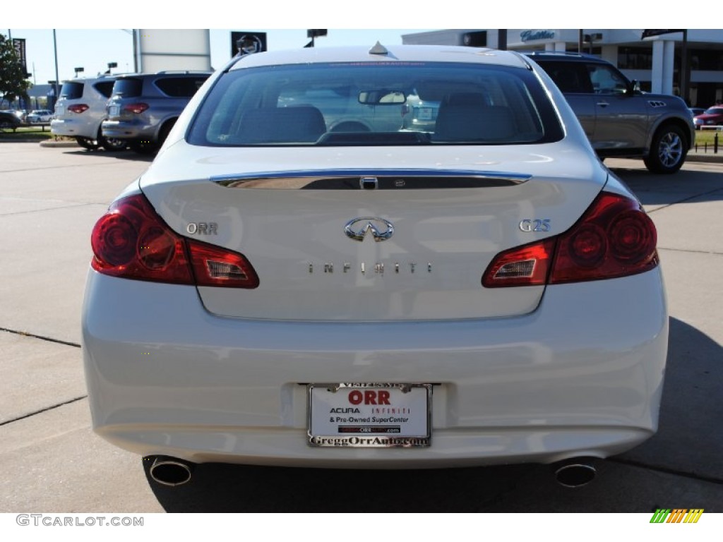 2012 G 25 Journey Sedan - Moonlight White / Stone photo #6