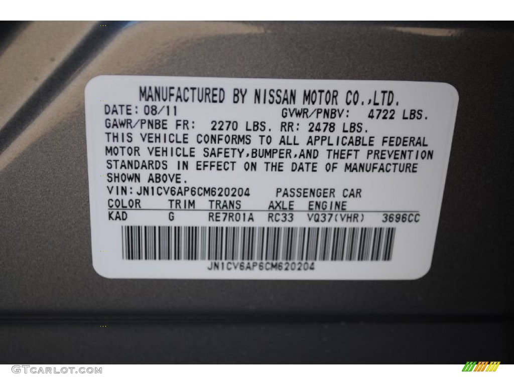 2012 G Color Code KAD for Graphite Shadow Photo #56026676