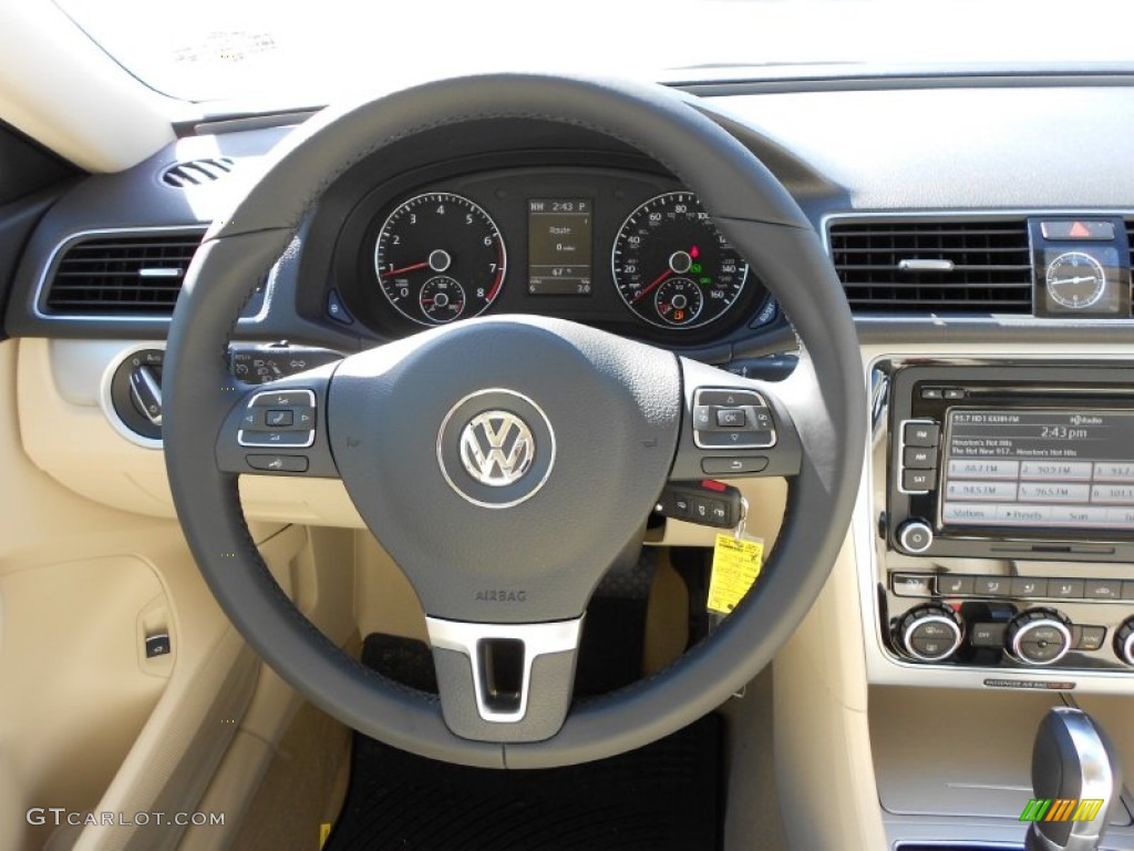 2012 Volkswagen Passat 2.5L SE Cornsilk Beige Steering Wheel Photo #56029433