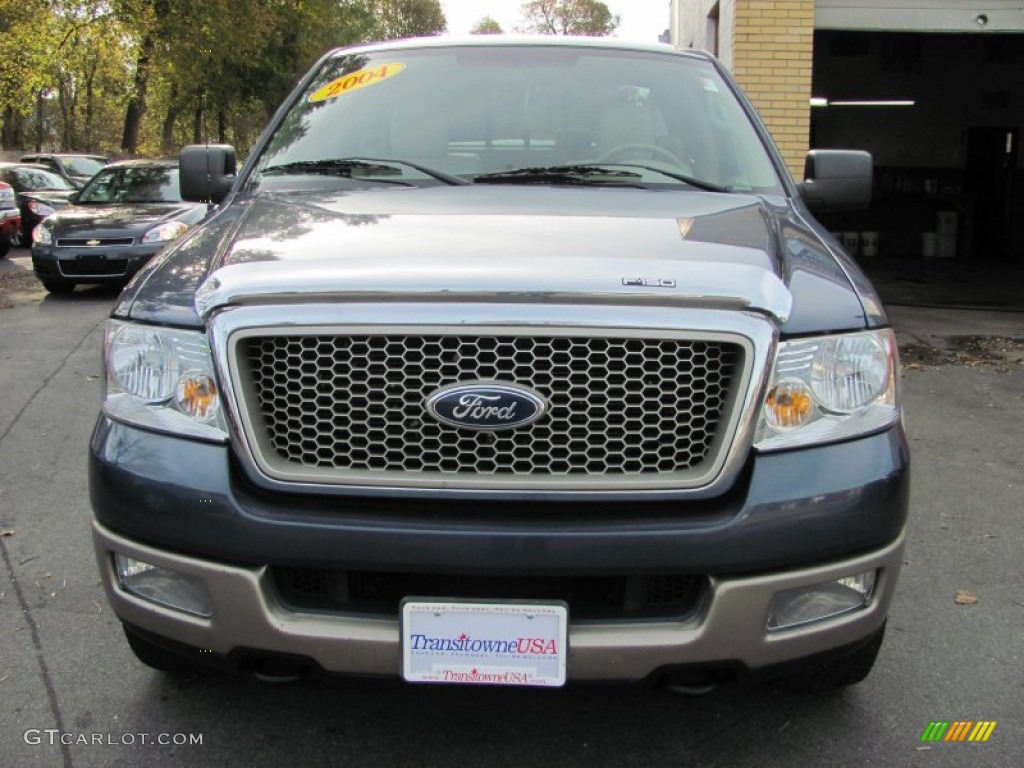 2004 F150 Lariat SuperCab 4x4 - Medium Wedgewood Blue Metallic / Tan photo #23