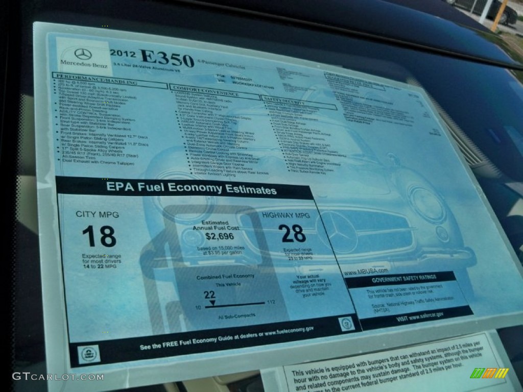 2012 Mercedes-Benz E 350 Cabriolet Window Sticker Photo #56046089