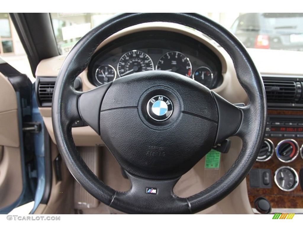 2002 BMW Z3 3.0i Roadster Beige Steering Wheel Photo #56051360