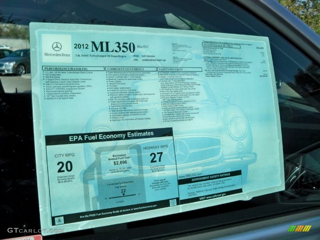 2012 Mercedes-Benz ML 350 BlueTEC 4Matic Window Sticker Photo #56054378