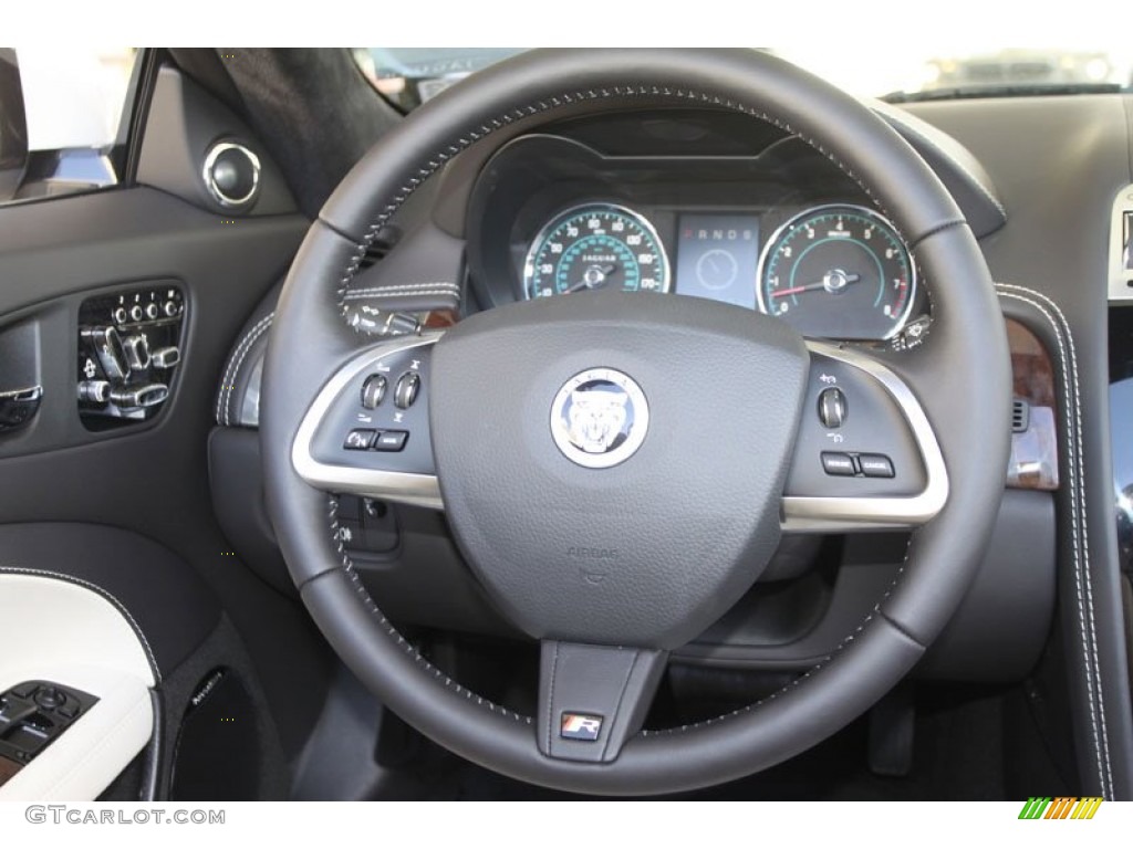 2012 Jaguar XK XKR Convertible Ivory/Warm Charcoal Steering Wheel Photo #56056817