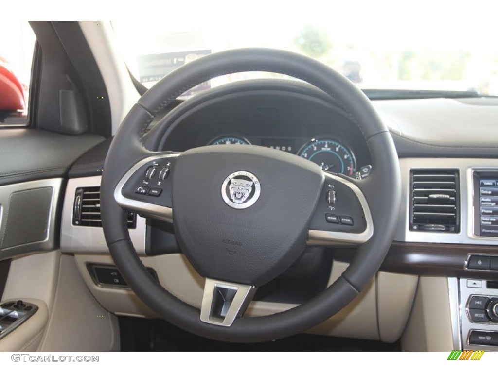 2012 Jaguar XF Standard XF Model Barley/Warm Charcoal Steering Wheel Photo #56058086