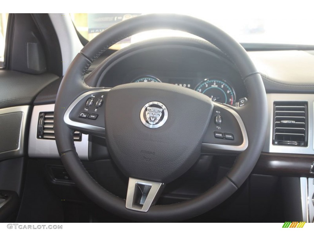 2012 Jaguar XF Standard XF Model Warm Charcoal/Warm Charcoal Steering Wheel Photo #56058773
