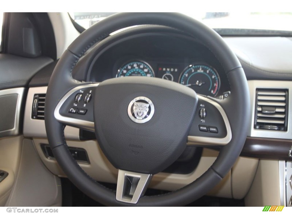 2012 Jaguar XF Standard XF Model Barley/Warm Charcoal Steering Wheel Photo #56058974